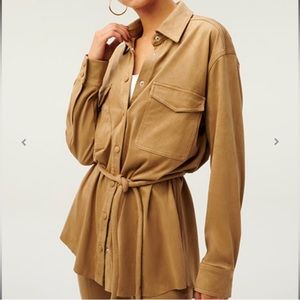 Good American Shacket Jacket Warm Caramel Sz 3X Stunning NWT